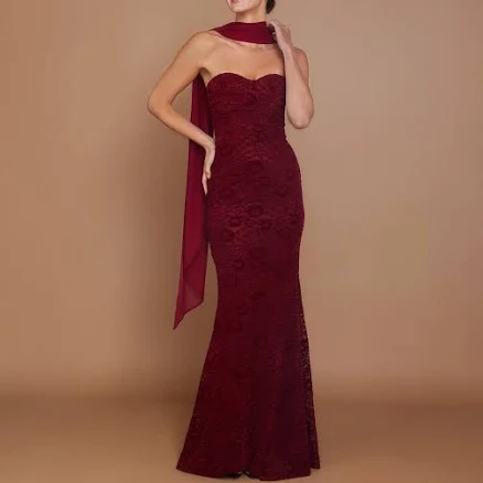 Six Stories Women's Velvet Lace Corset Bandeau Maxi Dress