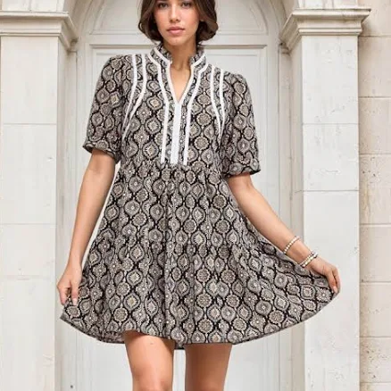 Uniquely Claudia Katrina High Neck Babydoll Dress