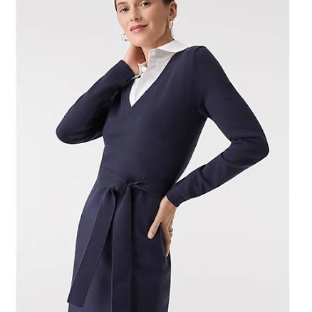 Ann Taylor Women's Layered Belted Sweater Midi Dress