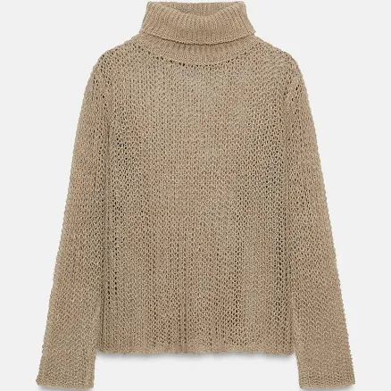 Woman Zara 100% Linen Openwork Jumper