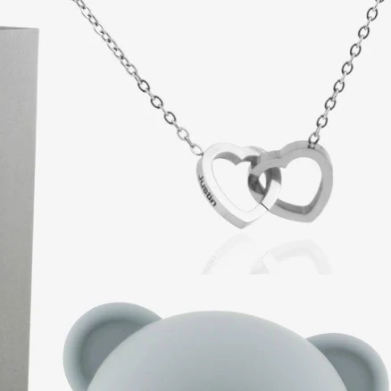 Eternal Rose Bear with Engraved Necklace