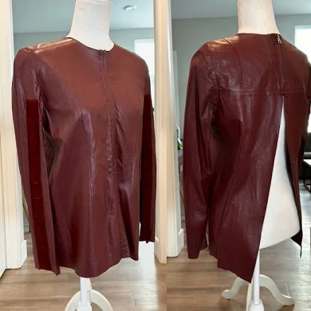 Acne Studios Tops | Acne Studios Rare Runway Lamb Leather Split Open Back Top | Color: Purple/Red | Size: 4 | Lostcoast77's Closet