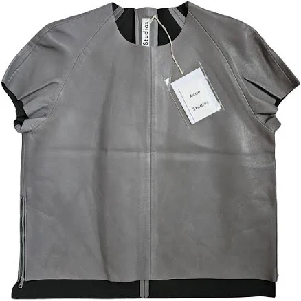 Acne Studios Grey Leather Asymmetrical Top Size 36 FR