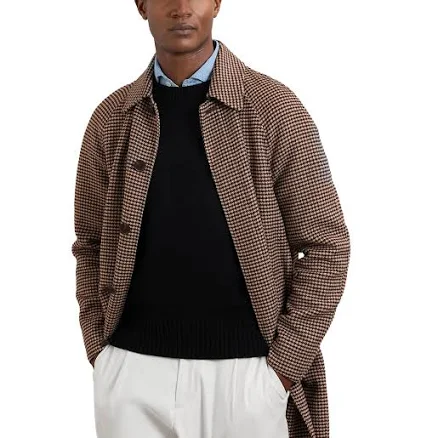 Reiss Men's Morpeth Dogtooth- Check Wool-Blend Overcoat