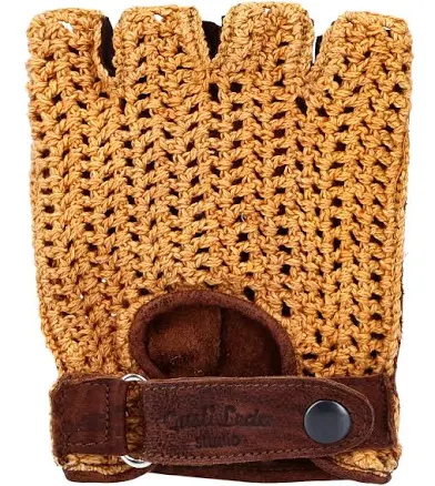 Gusti Leather Gloves cycling gloves leather gloves cotton details yellow brown leather - Maison