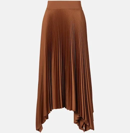 Joseph, Ade plissé asymmetric crêpe midi skirt, Women, Brown, US 2, Skirts, Materialmix