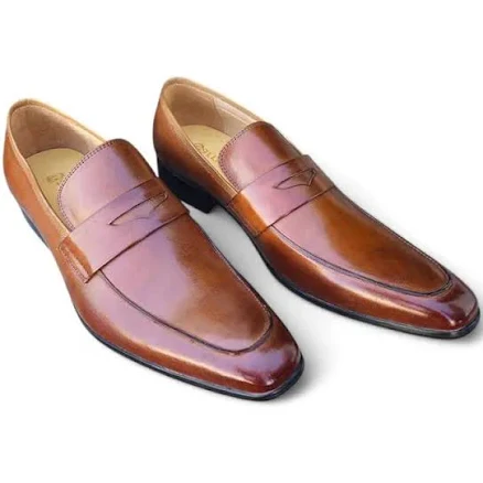 Beveled Square Toe Penny Loafers