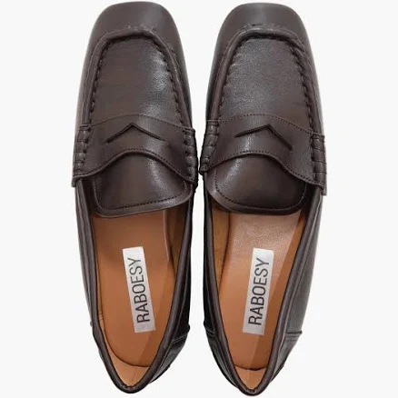 Raboesy Women's Square Toe Penny Loafers