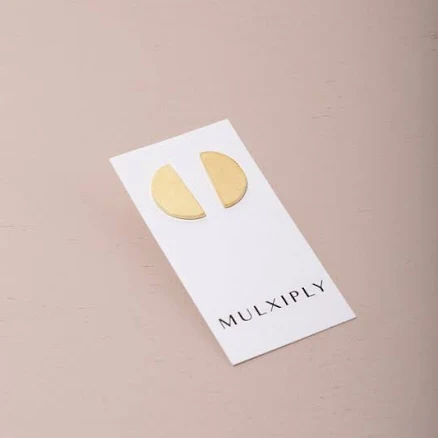 Oxidized Brass Balance Half Circle Stud