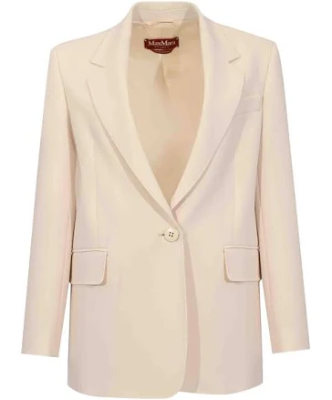 Max Mara Studio Mstbosco Single-Breasted Blazer In Beige Cady