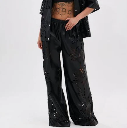 AKIRA Going Crazy PU Cutout Palazzo Pants