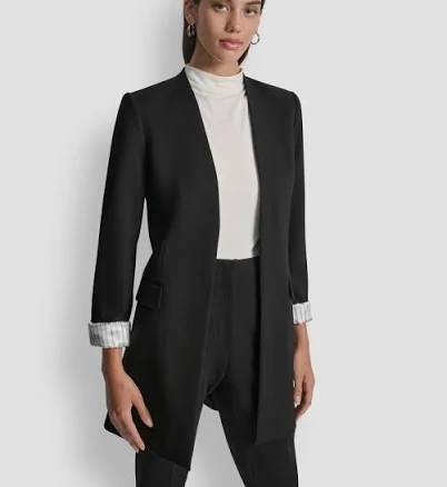 DKNY Women's Collarless Open-Front Topper Jacket