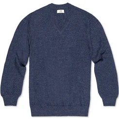 Fluff Alpaca Classic V-Neck Baby Alpaca Sweater, Denim Navy / S