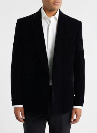 Jack Victor Men's Ellis Double Breasted Wool Blend Velvet Dinner Jacket