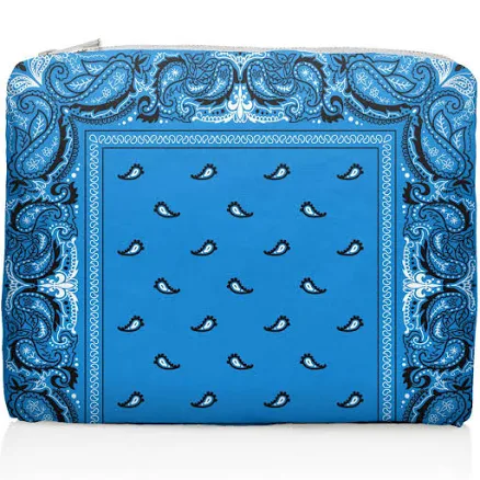 Medium Zipper Pouch - Sky Blue Bandana