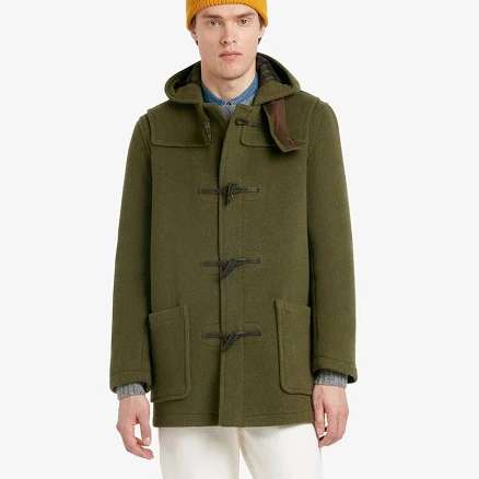 Morris Men's Mid-Length Duffle Coat in Loden Check