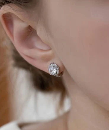 TATIANA Silver 925 Luster Bloom Cushion Hoop Earrings