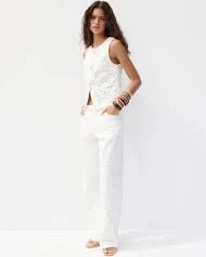 Broderie anglaise embroidered denim gilet