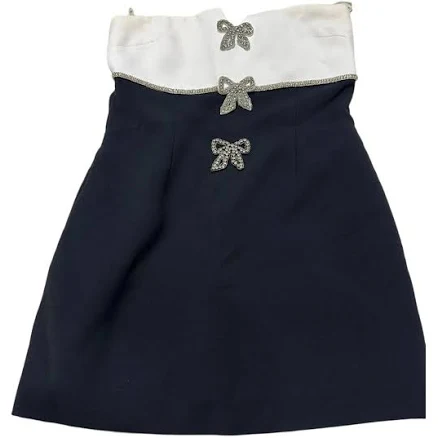 Self-Portrait Black Crepe Bow Detail Mini Dress Size 12 UK