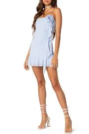 Thalia Strapless Minidress with Removable Rosette Ruffle