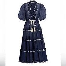 Zimmermann Aliane Scallop Frill Dress Navy