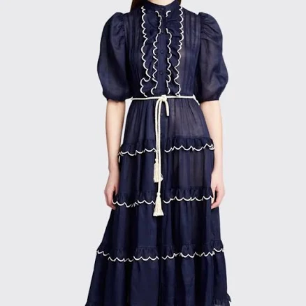 Zimmermann Dresses | Zimmermann Aliane Scallop Frill Dress | Color: Blue | Size: 2 | Elianawolf1's Closet