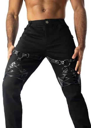 Men's Lace-Up Jeans with Thigh Harness