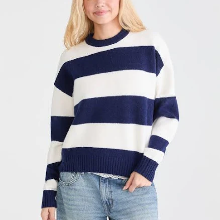 Aeropostale Women's Oversized Striped Cotton Sweater