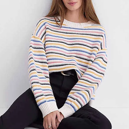 Loft Women's Petite Textured Stripe Sweater