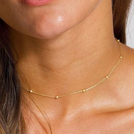 Dainty Beaded Satellite Chain Choker Necklace