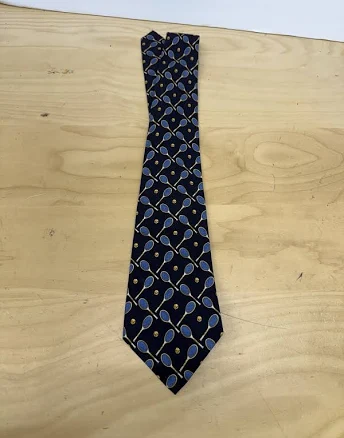 Polo Ralph Lauren Tie Men Blue Silk Tennis Racket Novelty Necktie