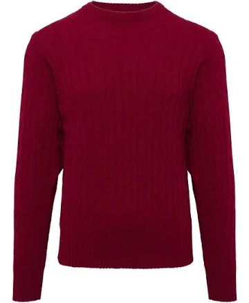 House of Bruar Men's Lambswool Cable Knit Crew Neck Jumper