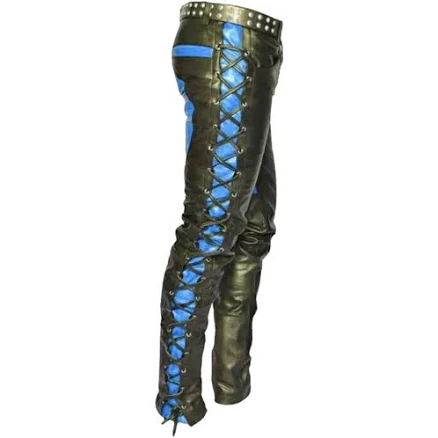 Men's Lace-Up Leather Pants