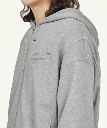 INTEMPOMOOD Buttonhole Washed Zip-Up Hoodie