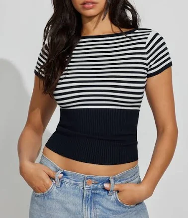 Garage Women's Boat Neck Short Sleeve Top