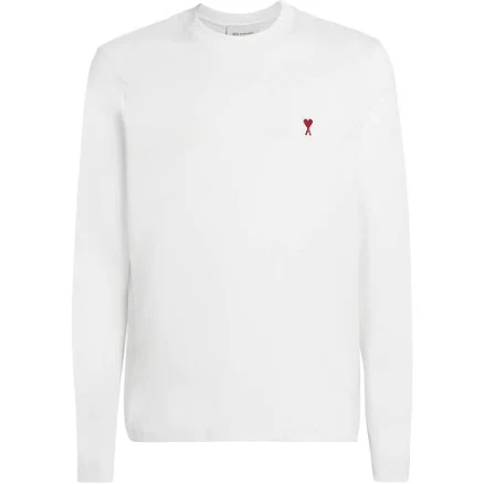Ami Paris Cotton Long-Sleeve Ami de Coeur T-Shirt - White - M