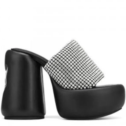 Naked Wolfe Shoes | Naked Wolfe Wow Black Diamonds Platform Sandal | Color: Black/Silver | Size: 9 | Serileigh's Closet