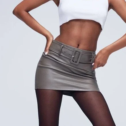 Belted Faux Leather Mini Skirt