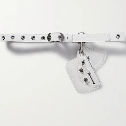Balenciaga Le Cagole Embellished Crinkled-leather Waist Belt - Women - White Belts