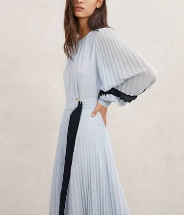 Reiss Tori Color-Block Pleated Midi Dress