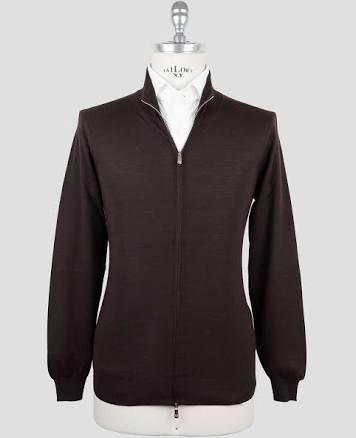 Marco Pescarolo Brown Virgin Wool Sweater Full ZipMarco Pescarolo Brown Virgin Wool Sweater Full Zip