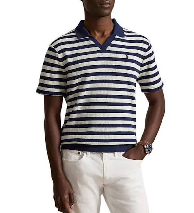 Polo Ralph Lauren Men's Striped Pointelle-Ribbed Polo Shirt