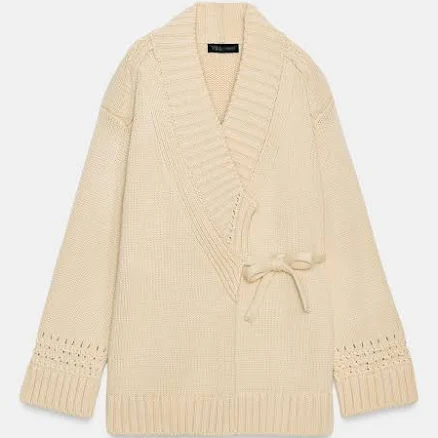 Zara Women's Knit Kimono Wrap Jacket