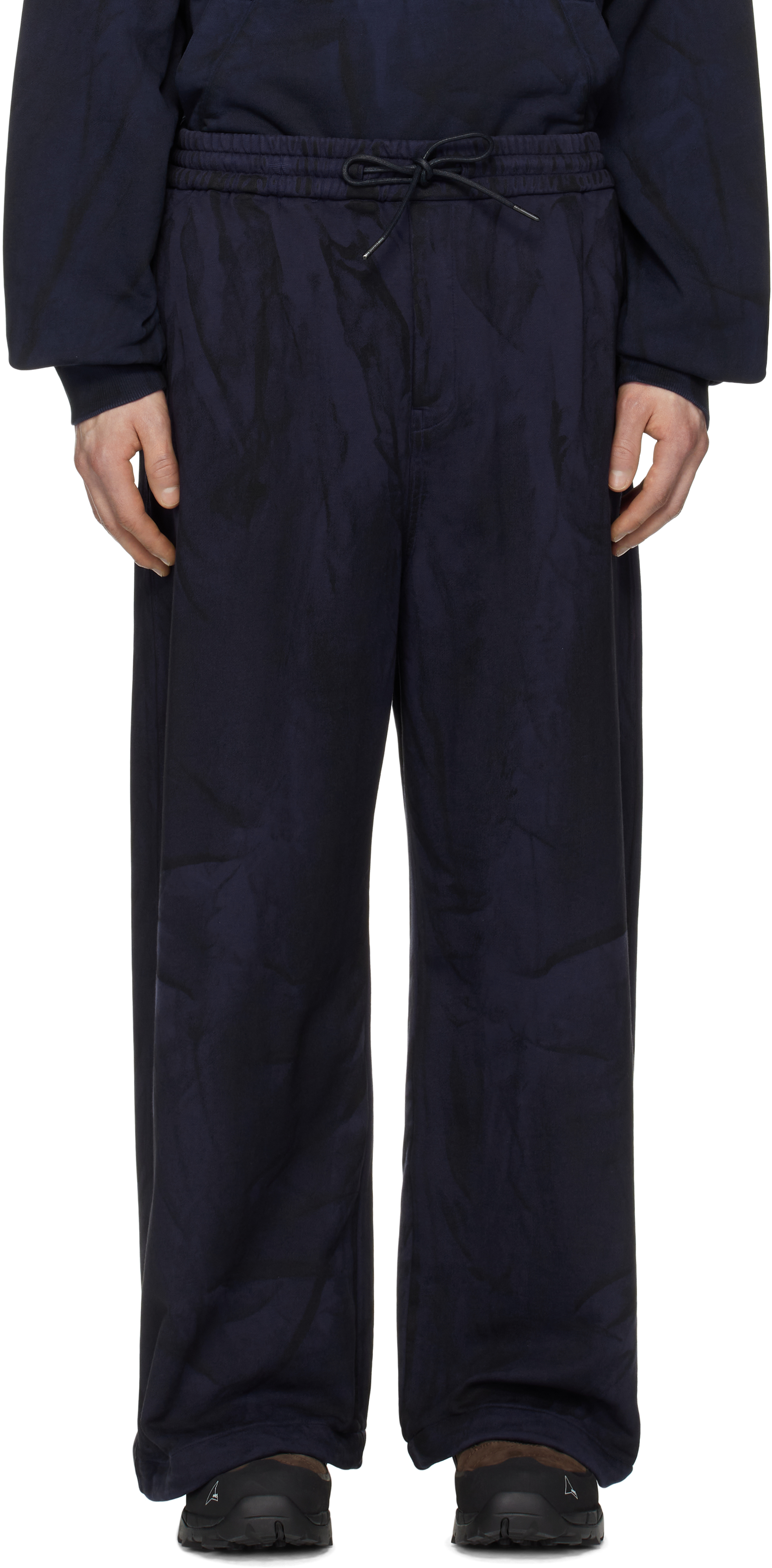 Navy Painted Jersey Trousers