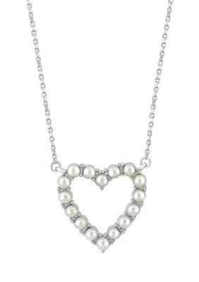 EFFY Sterling Silver Freshwater Pearl Heart Pendant Necklace