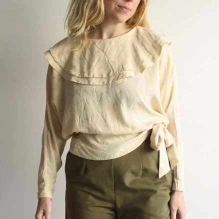 Vintage Silk Double Collar Blouse
