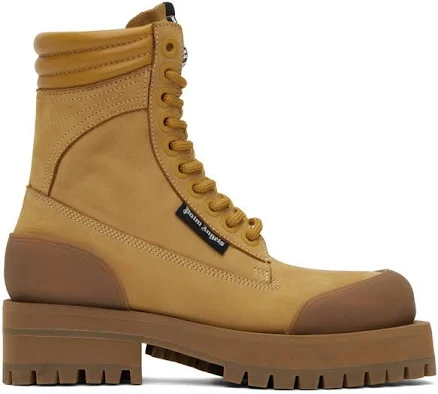 Palm Angels Tan Paneled Ankle Boots - IT 35