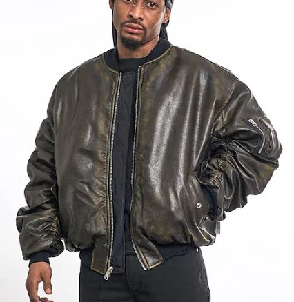 Show Now F3F Reversible PU Leather MA-1 Bomber Jacket