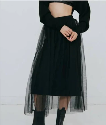Gathered Cashmere Tulle Skirt