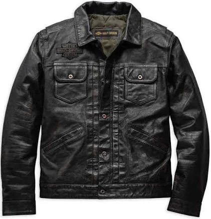 Harley-Davidson Men's Digger Slim Fit Washed Leather Jacket